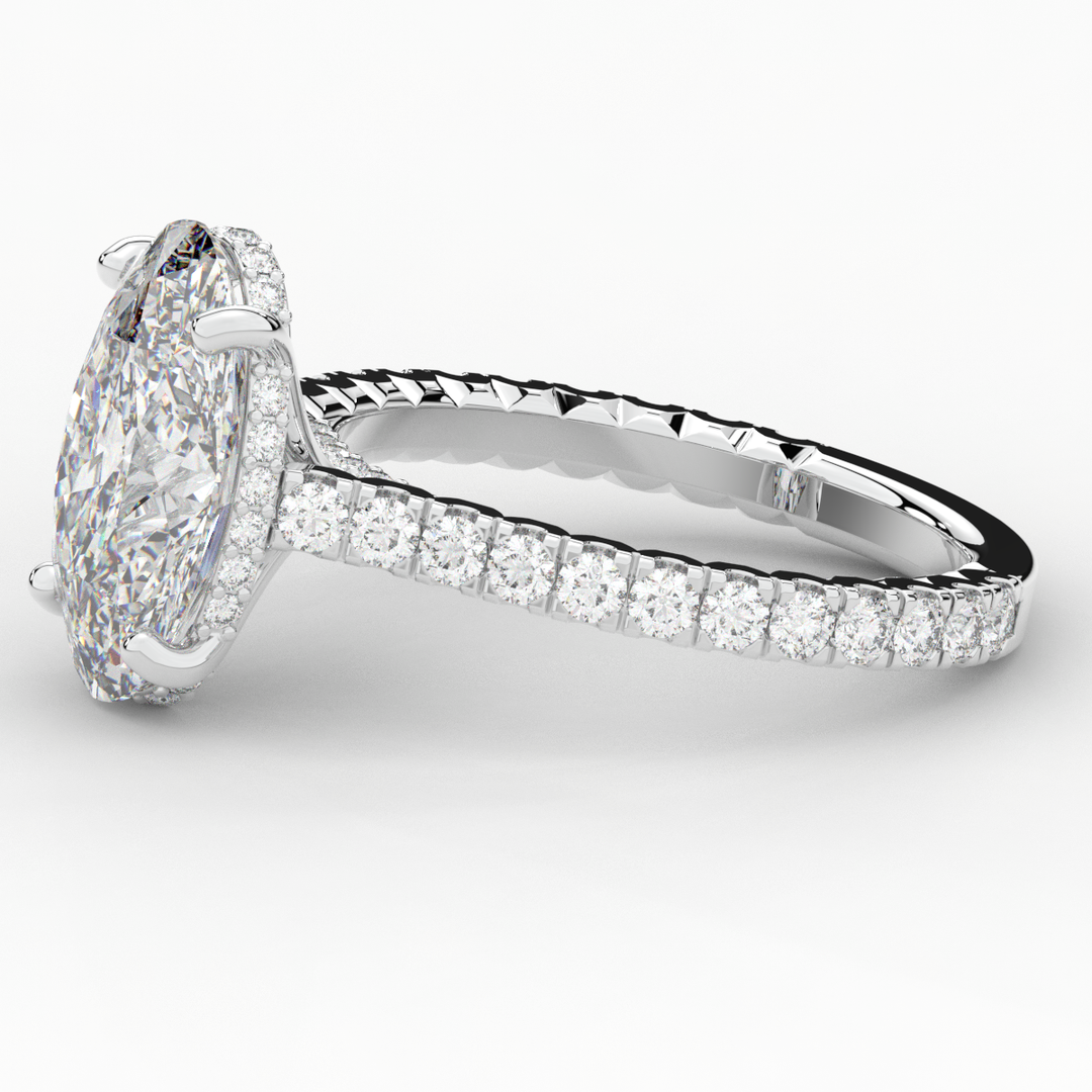 4.70CT.TW OVAL LAB DIAMOND UNDERHALO SOLITAIRE ENGAGEMENT RING - Nazarelle
