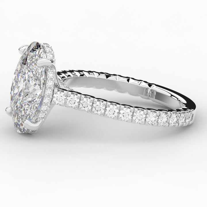 4.70CT.TW OVAL LAB DIAMOND UNDERHALO SOLITAIRE ENGAGEMENT RING - Nazarelle