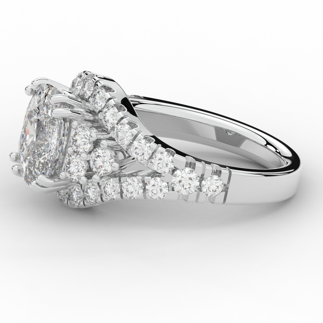 3.10CT.TW CUSHION LAB DIAMOND HALO ENGAGEMENT RING - Nazarelle