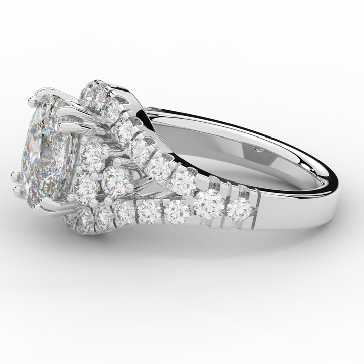3.10CT.TW CUSHION LAB DIAMOND HALO ENGAGEMENT RING - Nazarelle
