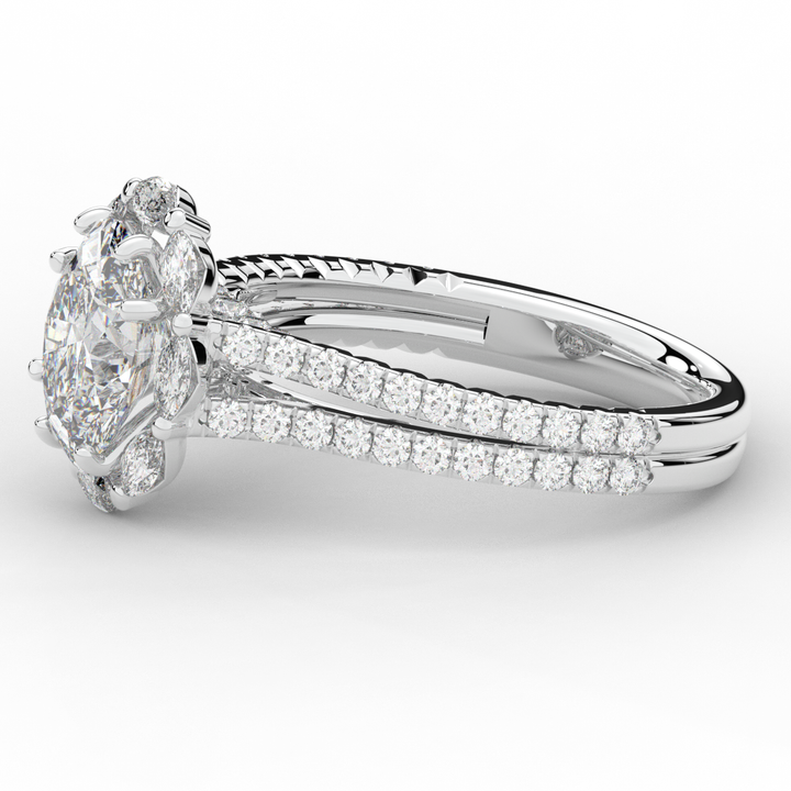 2.30CT.TW OVAL LAB DIAMOND HALO SPLIT SHANK ENGAGEMENT RING - Nazarelle