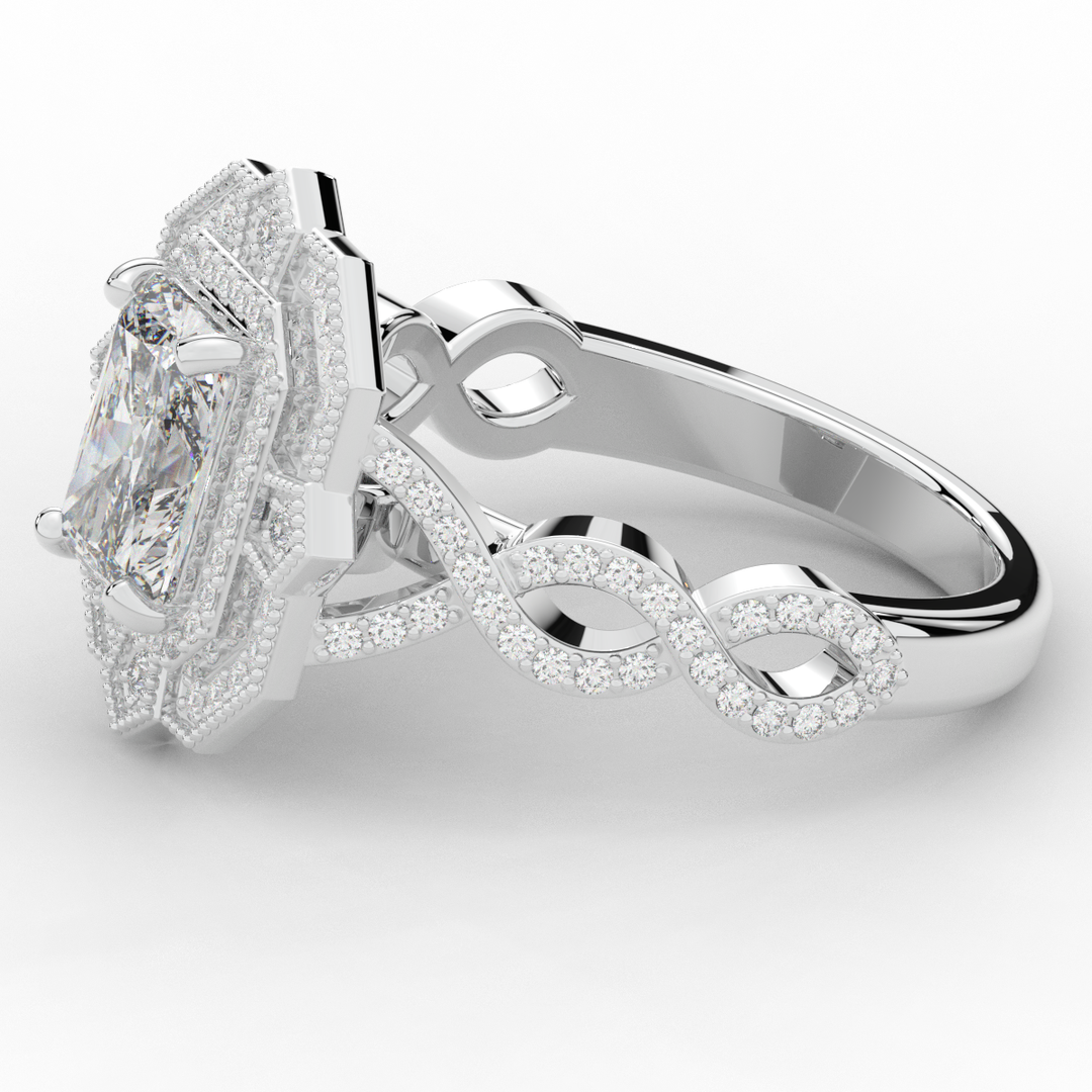 1.90CT.TW RADIANT LAB DIAMOND HALO ENGAGEMENT RING - Nazarelle