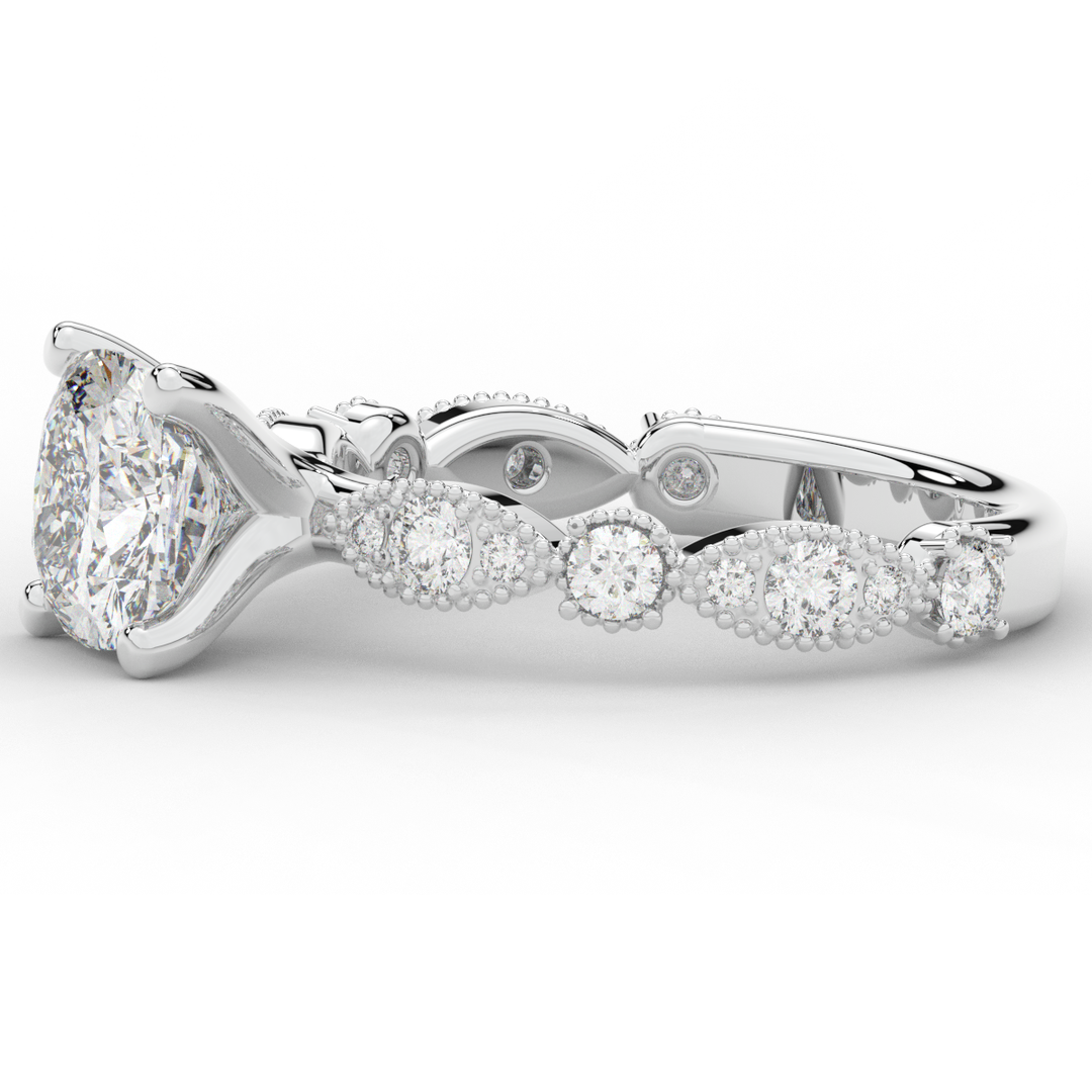 2.50CT.TW CUSHION LAB DIAMOND SOLITAIRE ENGAGEMENT RING - Nazarelle