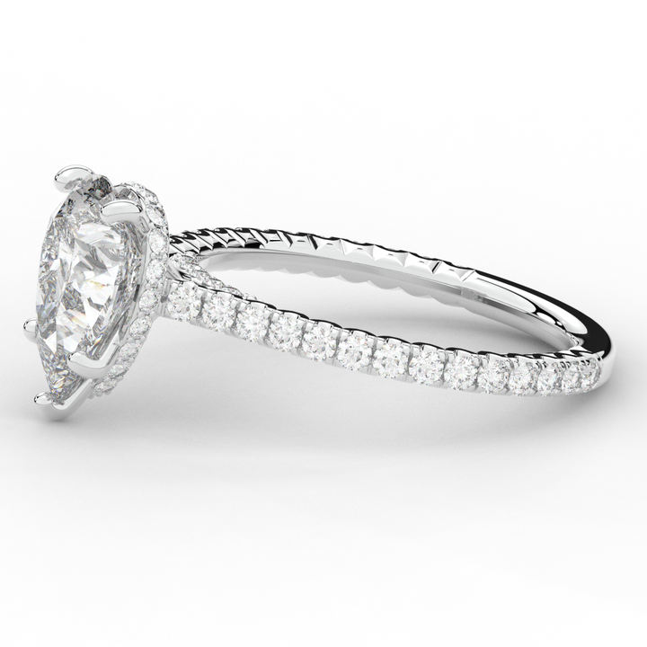 2.50CT.TW PEAR LAB DIAMOND UNDERHALO SOLITAIRE ENGAGEMENT RING - Nazarelle