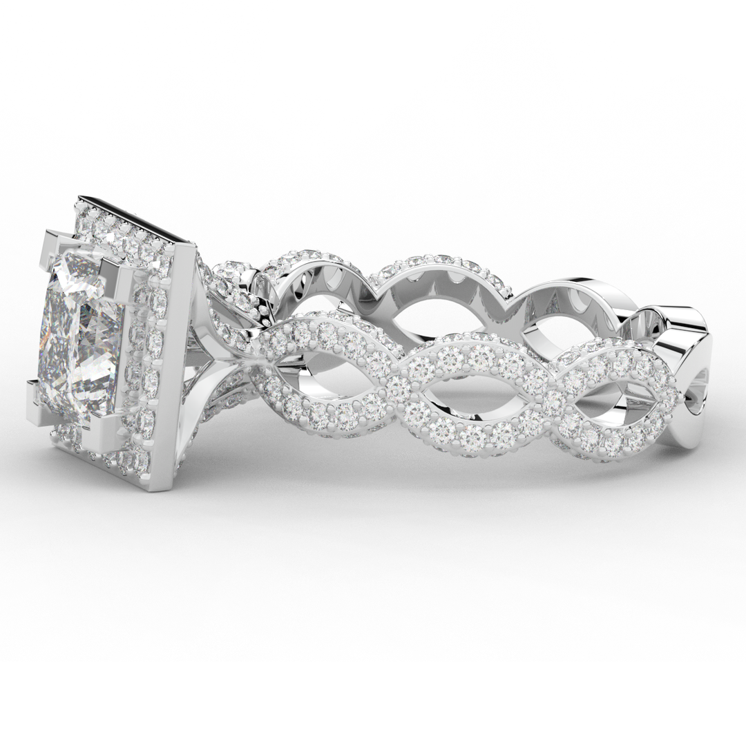 2.40CT.TW PRINCESS LAB DIAMOND HALO ENGAGEMENT RING - Nazarelle