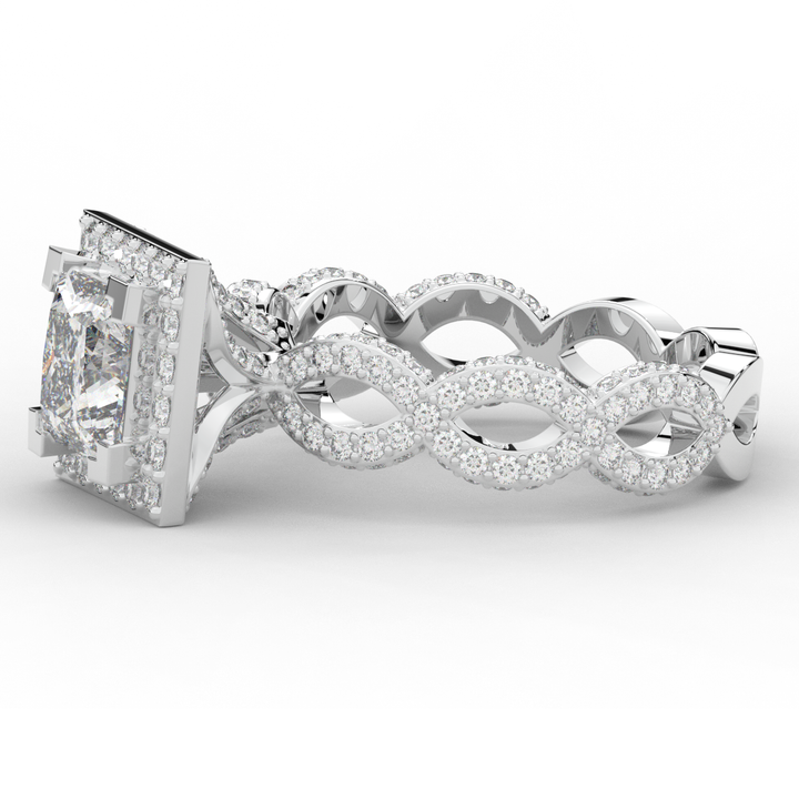 2.40CT.TW PRINCESS LAB DIAMOND HALO ENGAGEMENT RING - Nazarelle