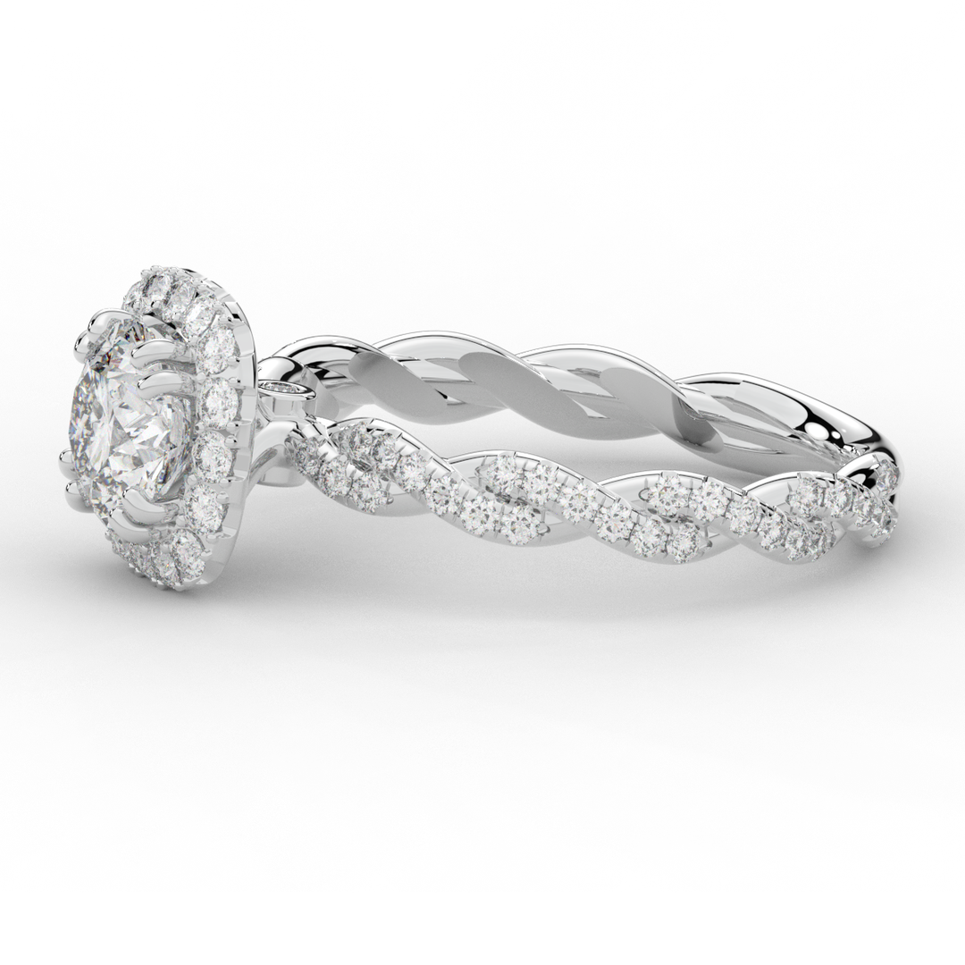 1.55CT.TW ROUND LAB DIAMOND HALO TWIST ENGAGEMENT RING - Nazarelle
