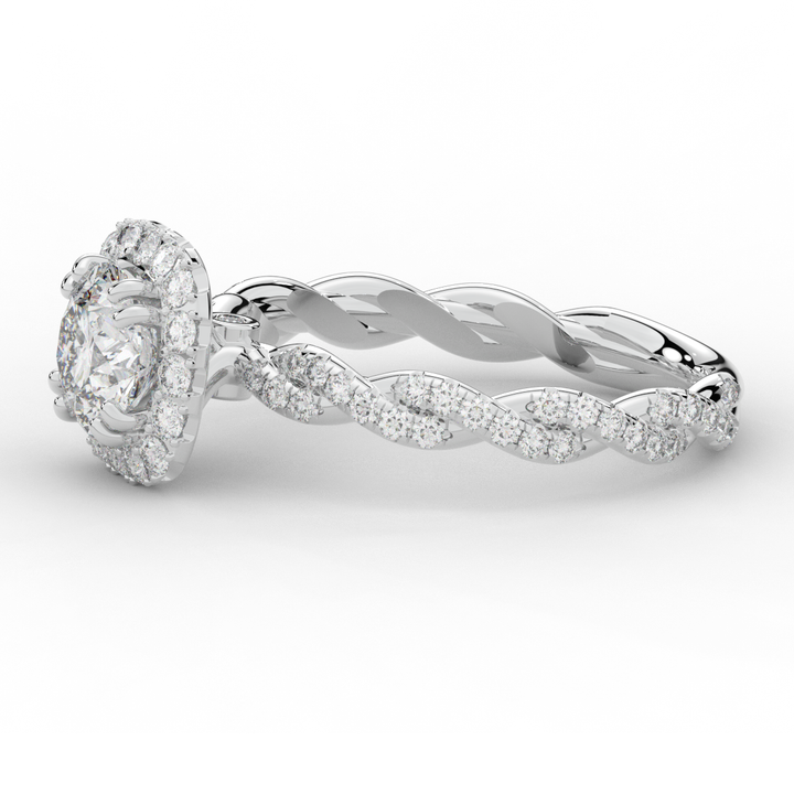 1.55CT.TW ROUND LAB DIAMOND HALO TWIST ENGAGEMENT RING - Nazarelle