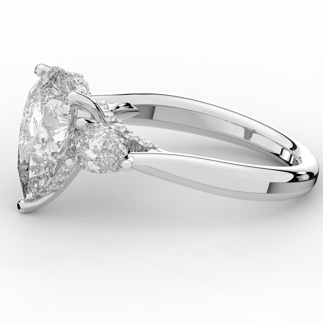3.70CT.TW PEAR LAB DIAMOND 3 STONE ENGAGEMENT RING - Nazarelle