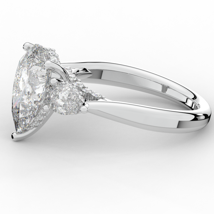 3.70CT.TW PEAR LAB DIAMOND 3 STONE ENGAGEMENT RING - Nazarelle