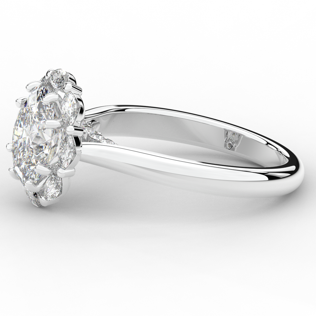 1.90CT.TW OVAL LAB DIAMOND HALO ENGAGEMENT RING - Nazarelle
