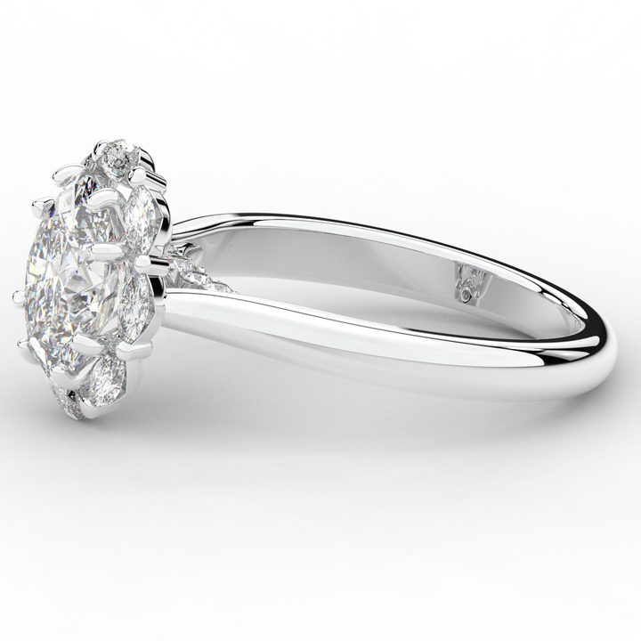 1.90CT.TW OVAL LAB DIAMOND HALO ENGAGEMENT RING - Nazarelle