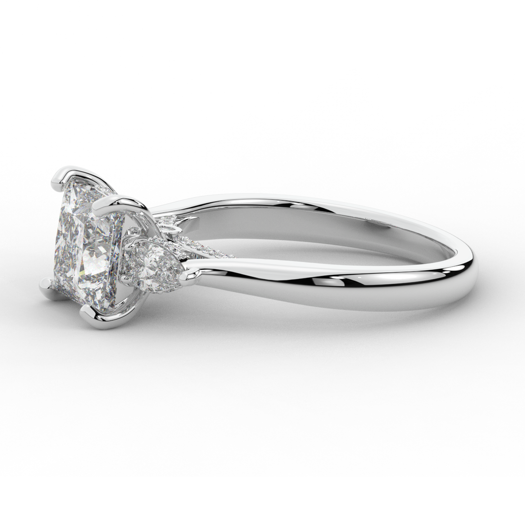 2.40CT.TW PRINCESS LAB DIAMOND 3 STONE ENGAGEMENT RING - Nazarelle