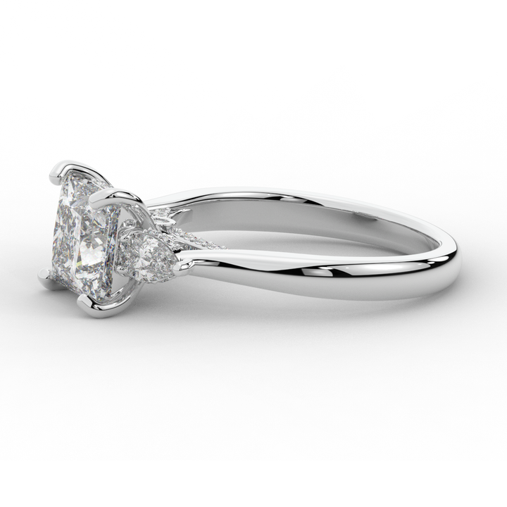 2.40CT.TW PRINCESS LAB DIAMOND 3 STONE ENGAGEMENT RING - Nazarelle