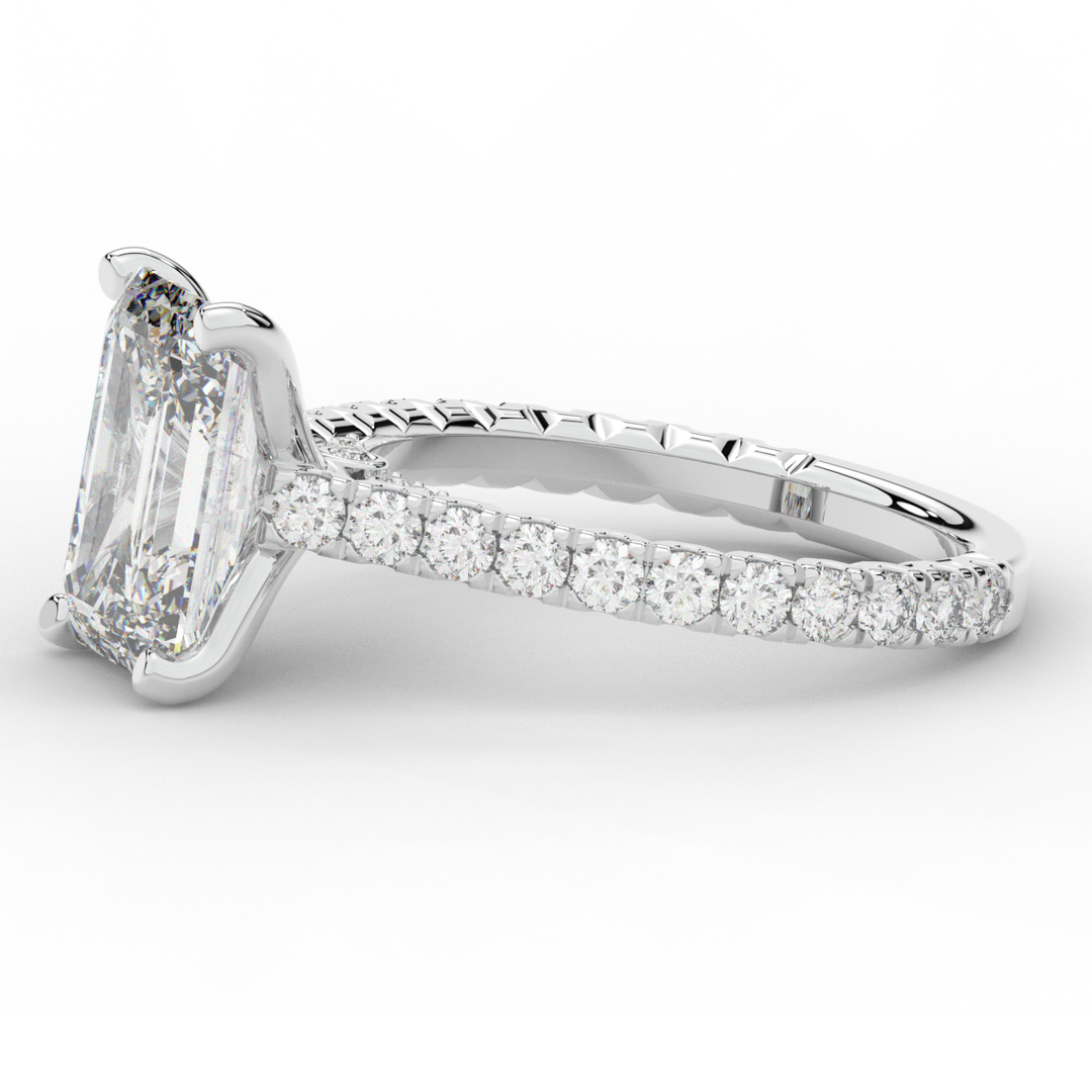 4.25CT.TW EMERALD CUT LAB DIAMOND SOLITAIRE ENGAGEMENT RING - Nazarelle