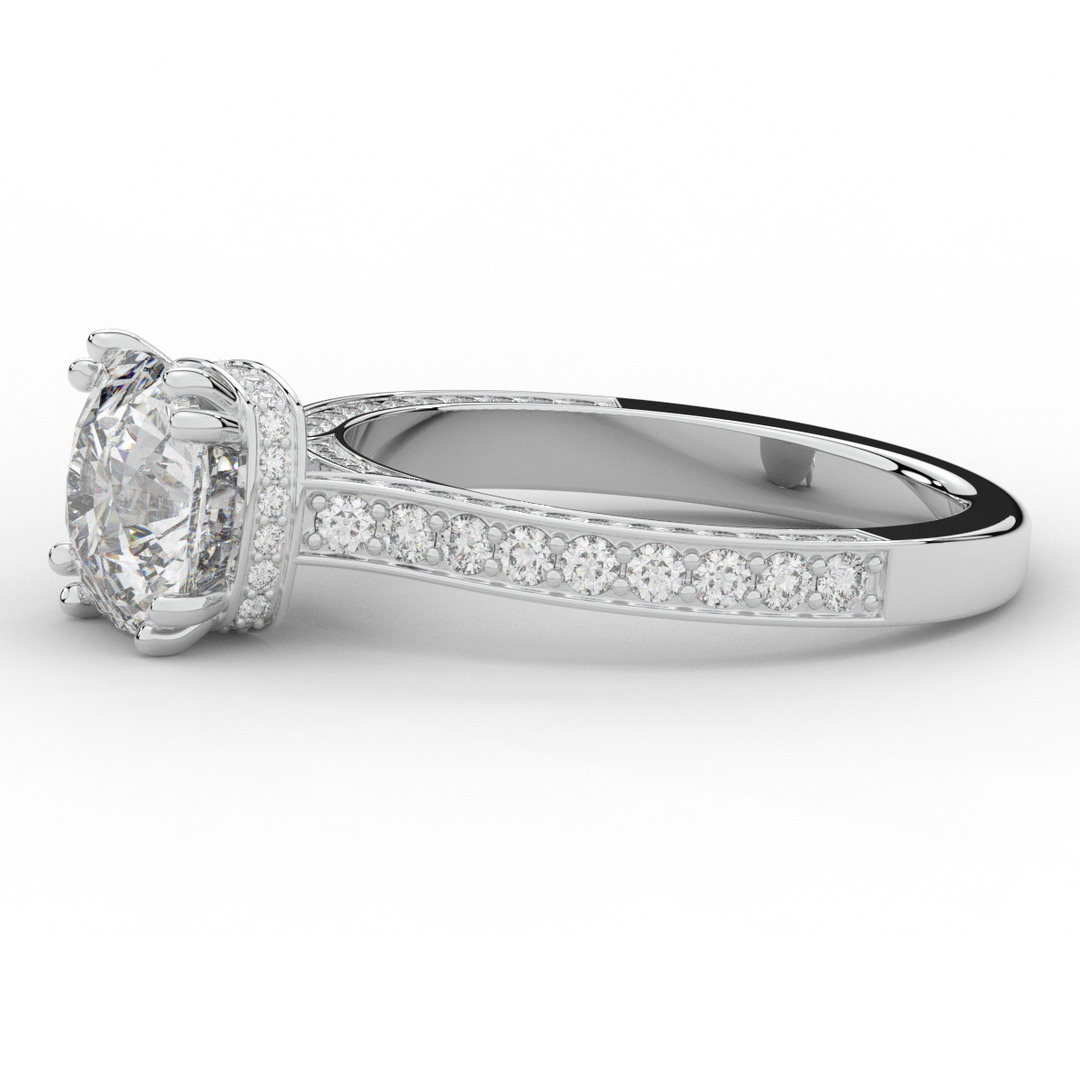 2.60CT.TW CUSHION LAB DIAMOND SOLITAIRE ENGAGEMENT RING - Nazarelle