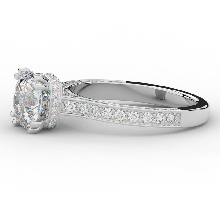 2.60CT.TW CUSHION LAB DIAMOND SOLITAIRE ENGAGEMENT RING - Nazarelle