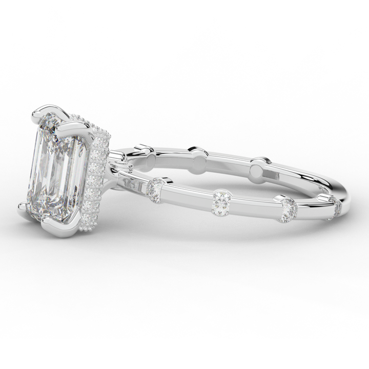 2.60CT.TW RADIANT LAB DIAMOND UNDERHALO SOLITAIRE ENGAGEMENT RING - Nazarelle