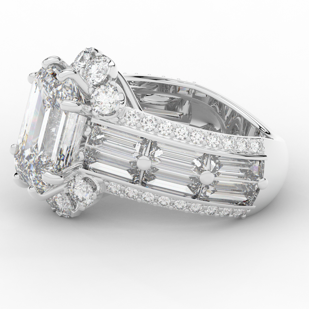 8.25CT.TW EMERALD CUT LAB DIAMOND HALO ENGAGEMENT RING - Nazarelle