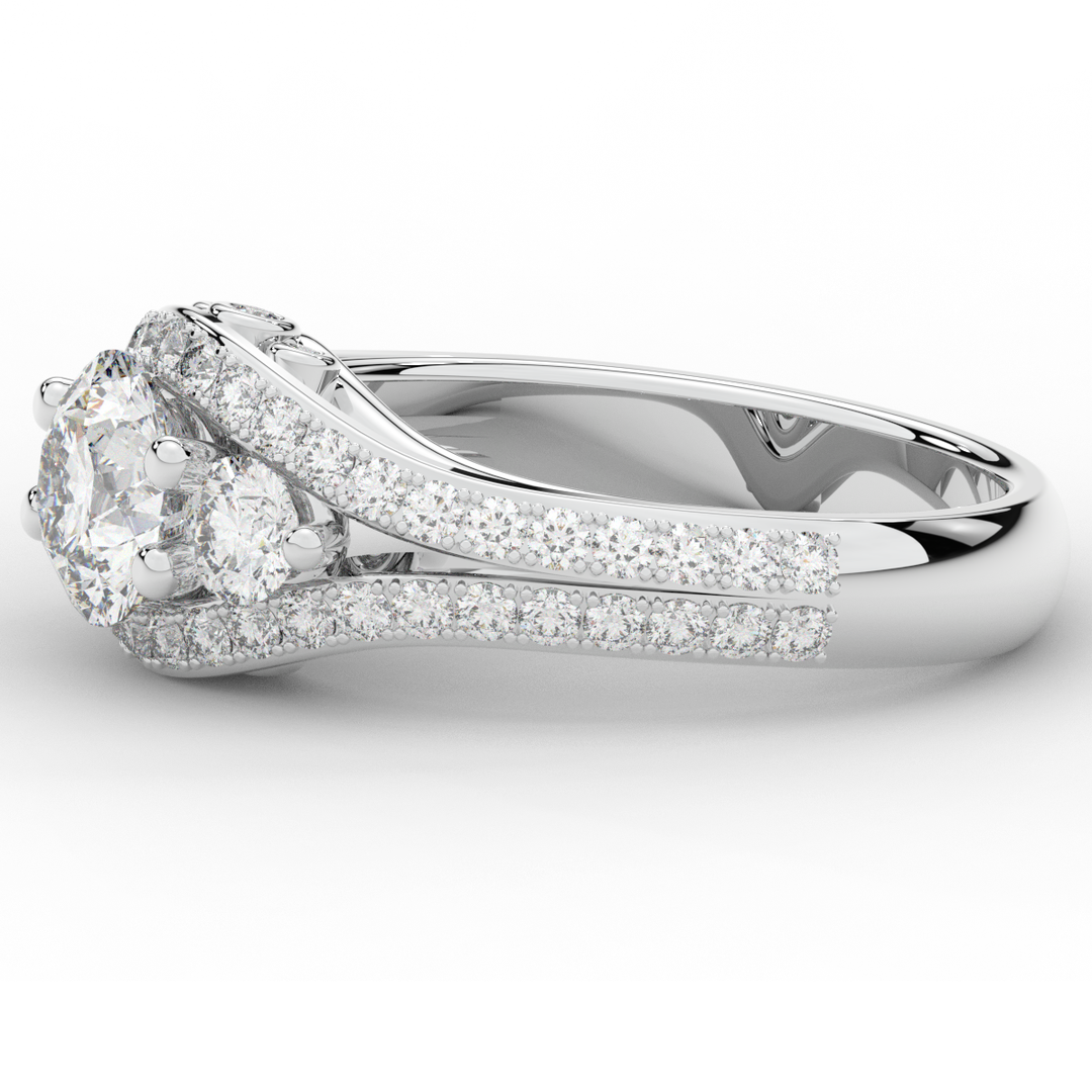 1.90CT.TW ROUND LAB DIAMOND THREE STONE ENGAGEMENT RING - Nazarelle