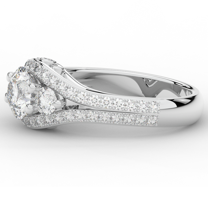 1.90CT.TW ROUND LAB DIAMOND THREE STONE ENGAGEMENT RING - Nazarelle