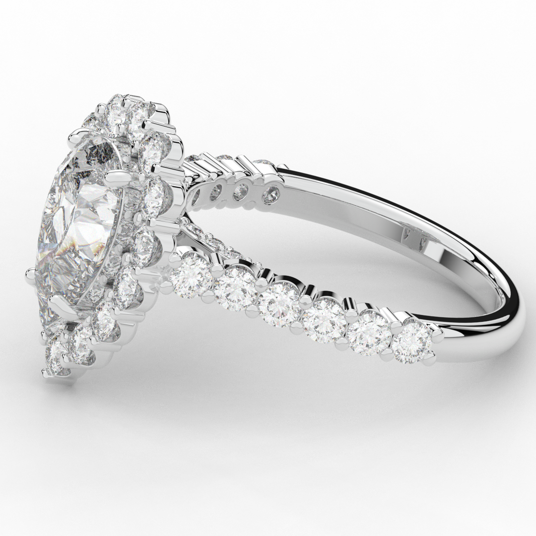 3.10CT.TW PEAR LAB DIAMOND HALO ENGAGEMENT RING - Nazarelle