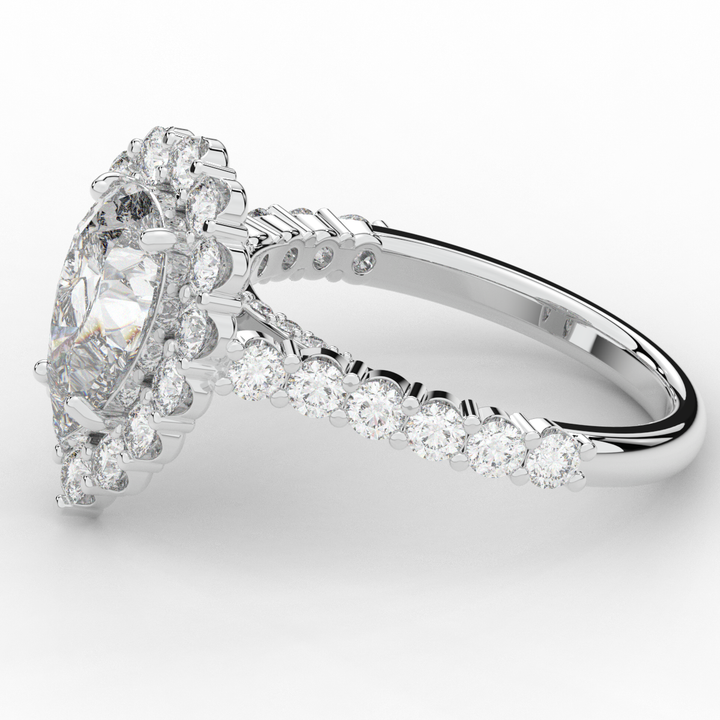 3.10CT.TW PEAR LAB DIAMOND HALO ENGAGEMENT RING - Nazarelle