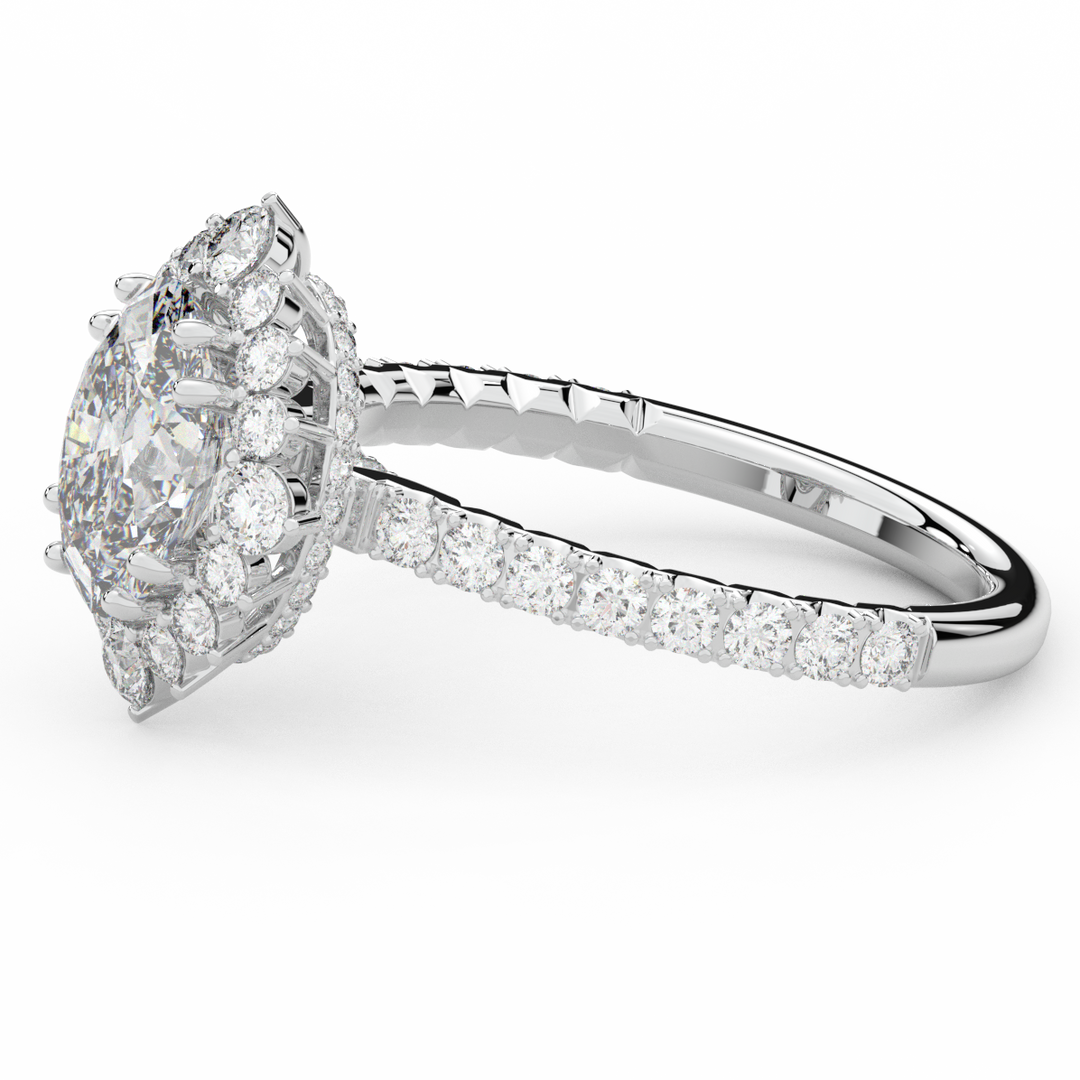2.80CT.TW OVAL LAB DIAMOND HALO ENGAGEMENT RING - Nazarelle