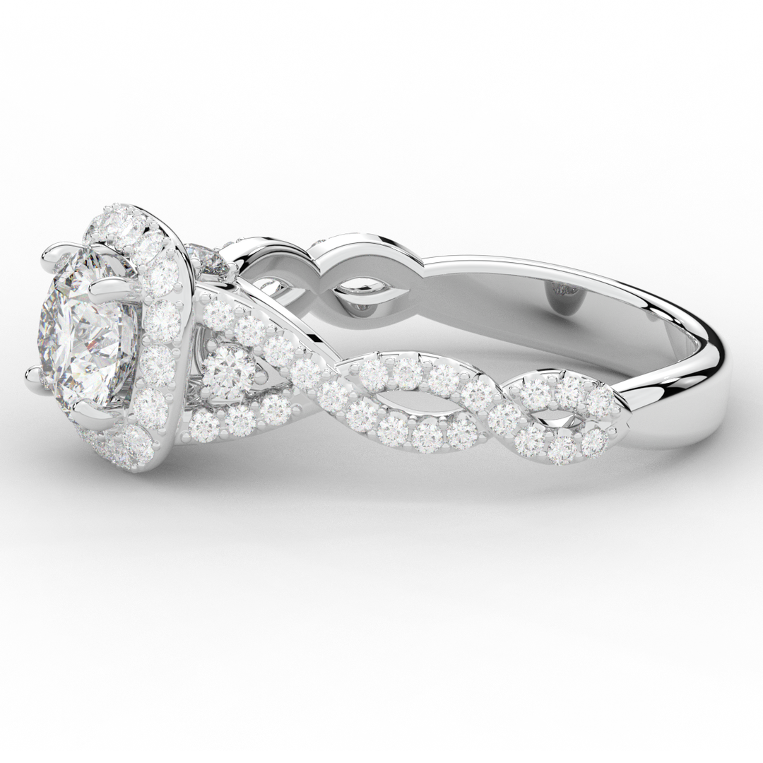 1.60CT.TW ROUND LAB DIAMOND HALO TWIST ENGAGEMENT RING - Nazarelle