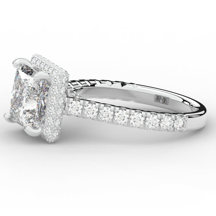 3.90CT.TW PRINCESS LAB DIAMOND HALO ENGAGEMENT RING - Nazarelle