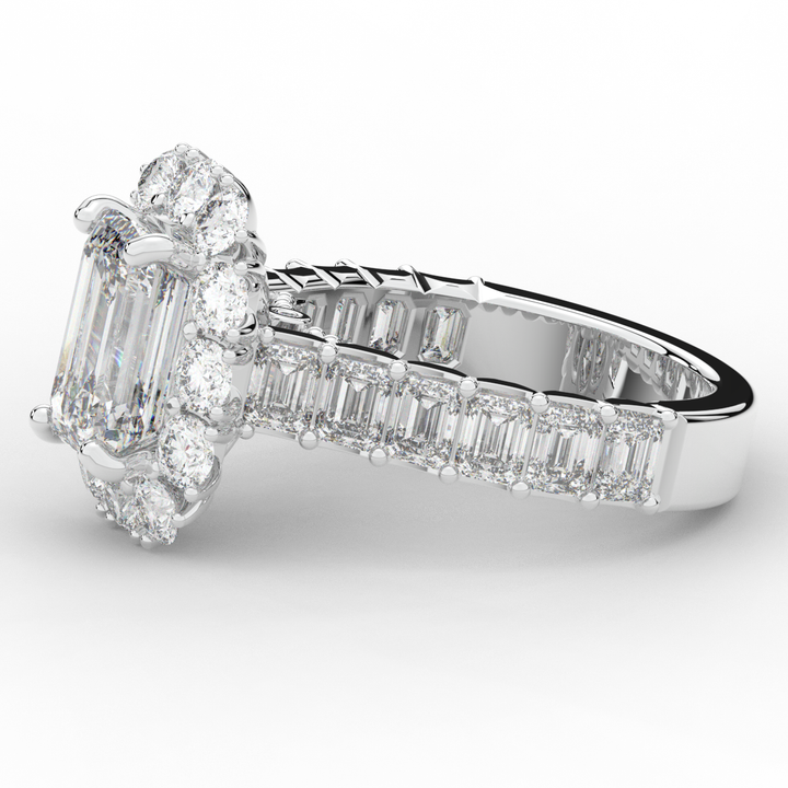 6.00CT.TW EMERALD CUT LAB DIAMOND HALO ENGAGEMENT RING - Nazarelle
