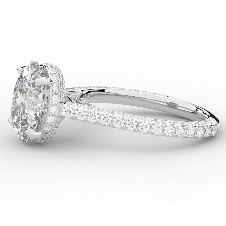 4.00CT.TW OVAL LAB DIAMOND UNDERHALO SOLITAIRE ENGAGEMENT RING - Nazarelle