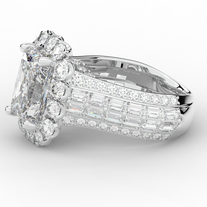 8.00CT.TW RADIANT LAB DIAMOND HALO ENGAGEMENT RING - Nazarelle