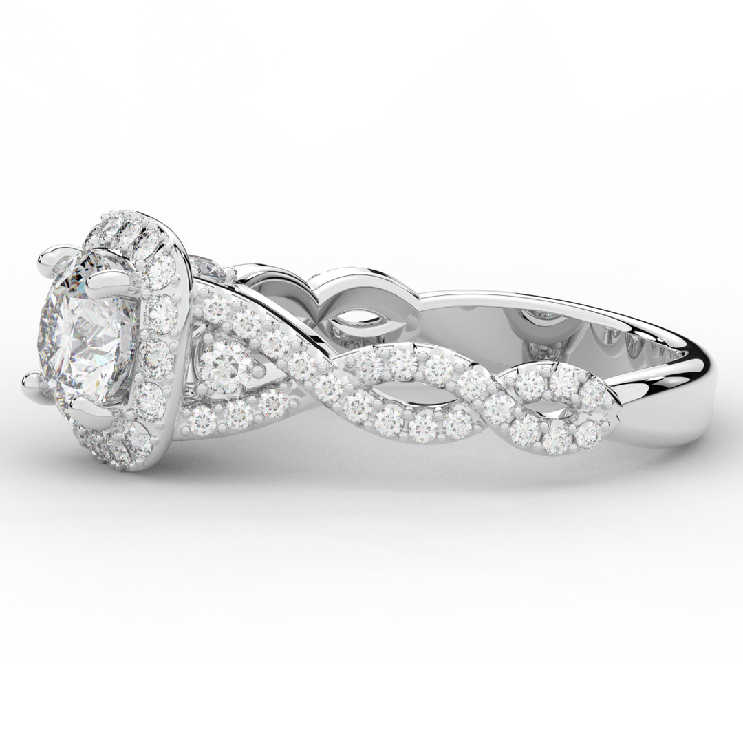 1.30CT.TW ROUND LAB DIAMOND HALO ENGAGEMENT RING - Nazarelle