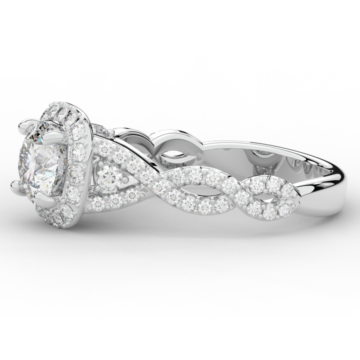 1.30CT.TW ROUND LAB DIAMOND HALO ENGAGEMENT RING - Nazarelle