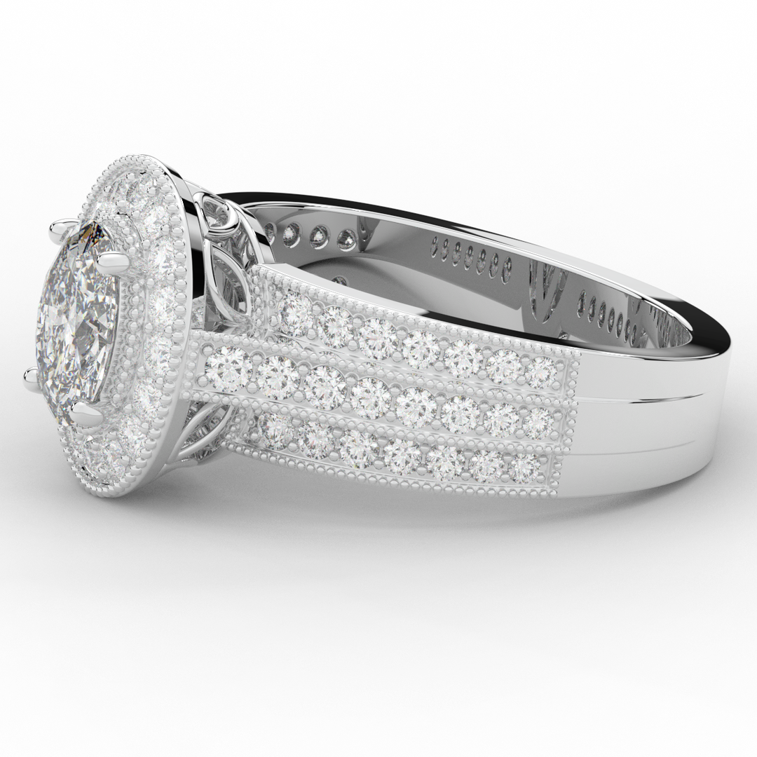 1.80CT.TW OVAL LAB DIAMOND HALO ENGAGEMENT RING - Nazarelle