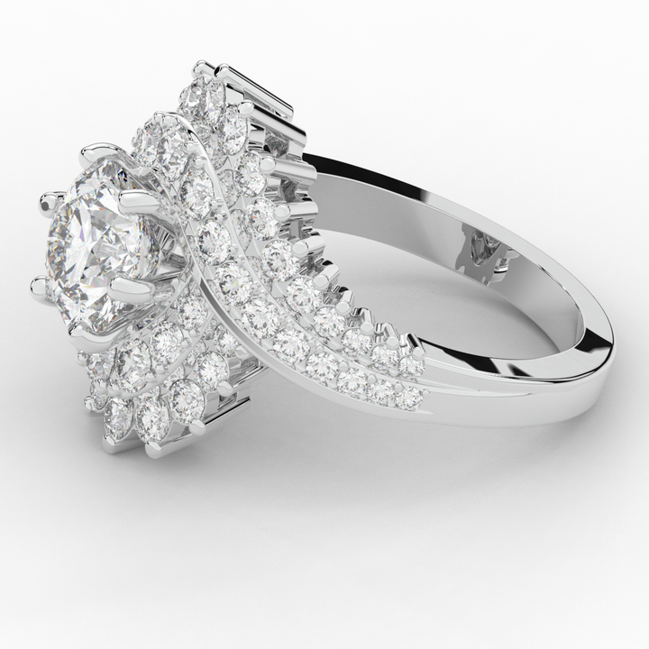 3.35CT.TW ROUND LAB DIAMOND BYPASS HALO ENGAGEMENT RING - Nazarelle