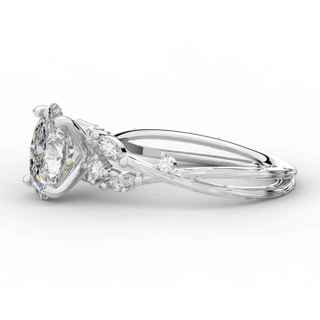2.25CT.TW OVAL LAB DIAMOND STYLIZED VINE AND TREE BARK FINISH ENGAGEMENT RING - Nazarelle