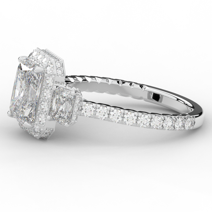 3.20CT.TW RADIANT LAB DIAMOND 3 STONE ENGAGEMENT RING - Nazarelle