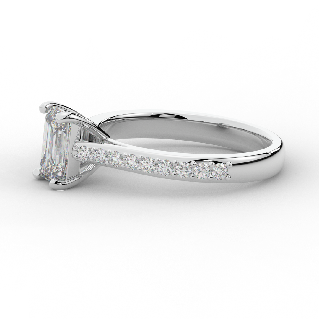 1.25CT.TW EMERALD CUT LAB DIAMOND SOLITAIRE ENGAGEMENT RING - Nazarelle