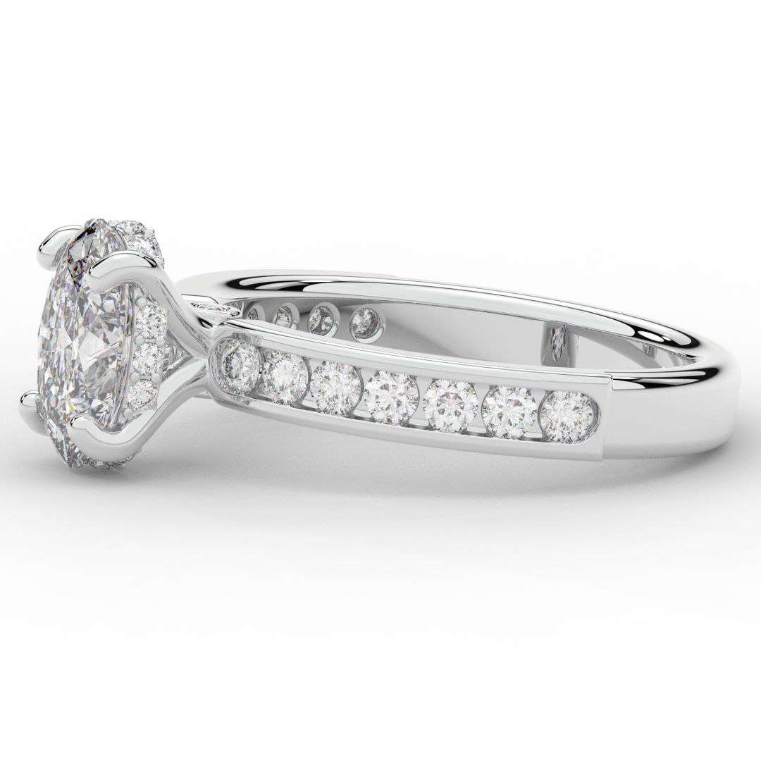 1.95CT.TW OVAL LAB DIAMOND UNDERHALO ENGAGEMENT RING - Nazarelle