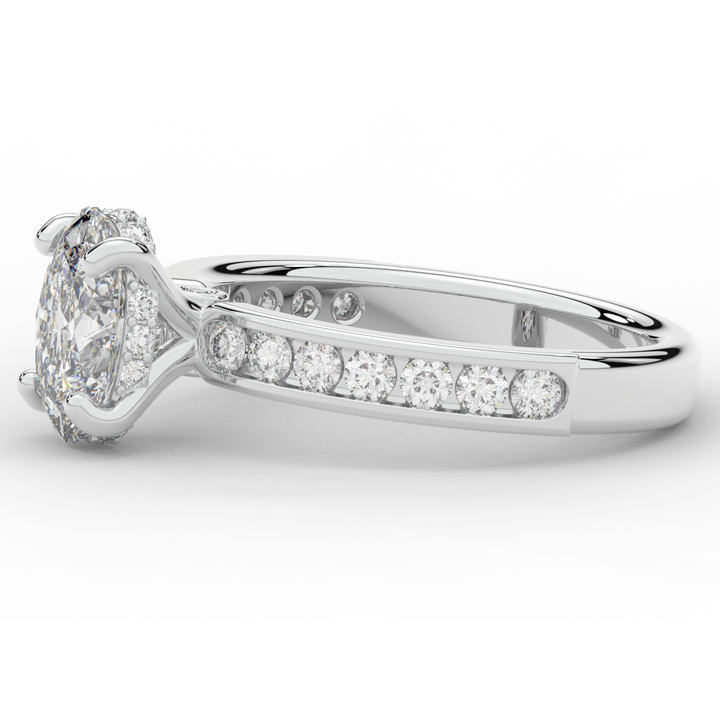 1.95CT.TW OVAL LAB DIAMOND UNDERHALO ENGAGEMENT RING - Nazarelle