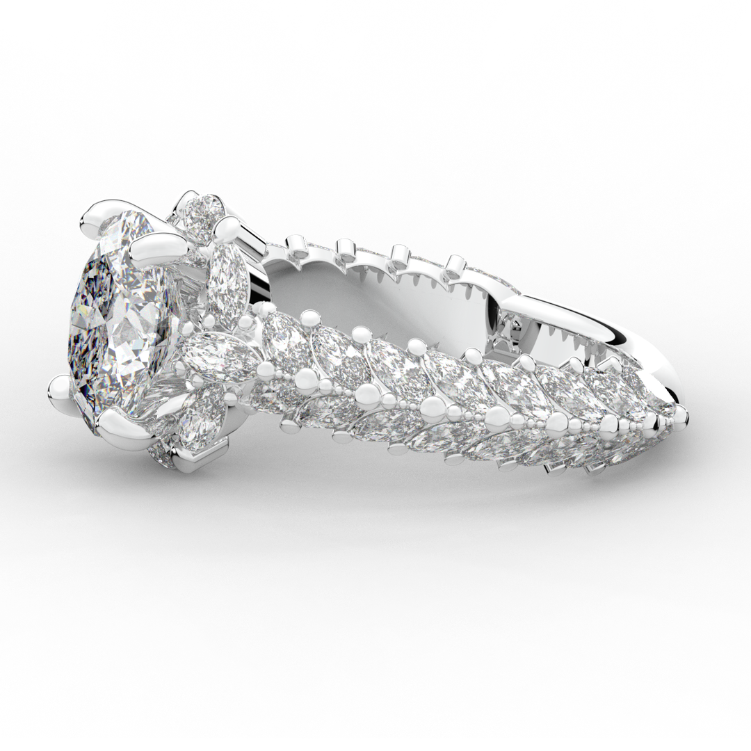 3.10CT.TW OVAL LAB DIAMOND HALO ENGAGEMENT RING - Nazarelle