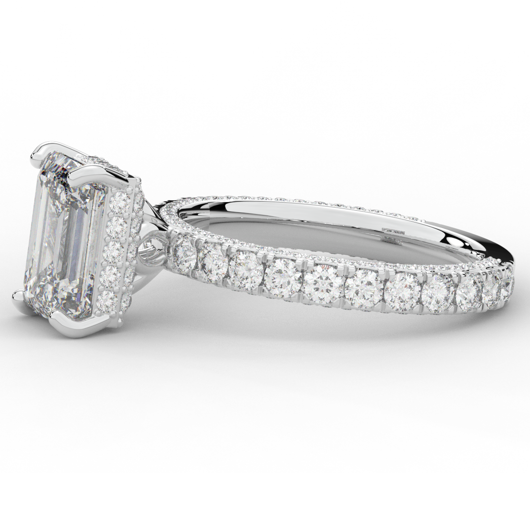 3.00CT.TW EMERALD CUT LAB DIAMOND ENGAGEMENT RING - Nazarelle