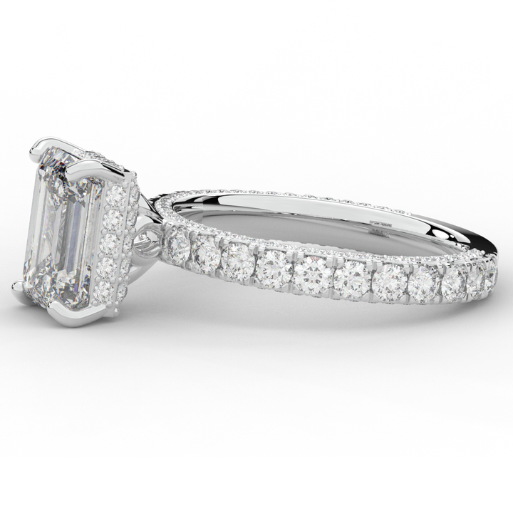3.00CT.TW EMERALD CUT LAB DIAMOND ENGAGEMENT RING - Nazarelle