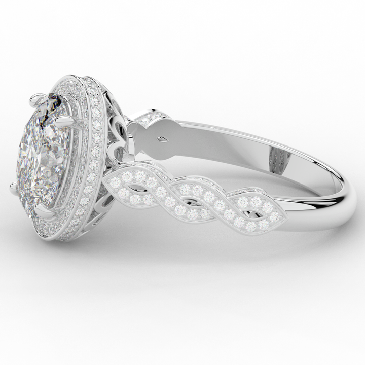 3.10CT.TW OVAL LAB DIAMOND HALO ENGAGEMENT RING - Nazarelle