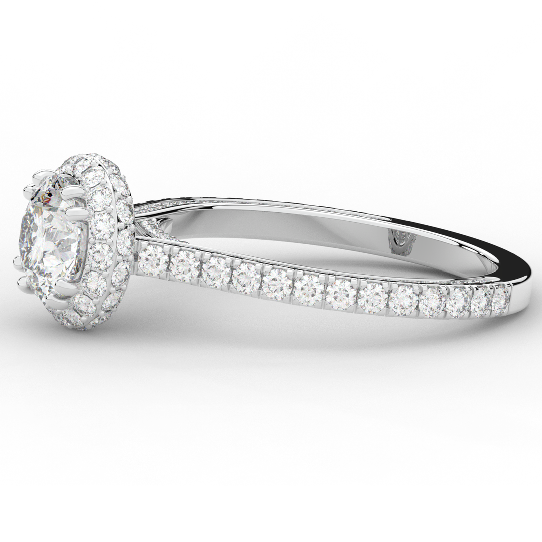 1.90CT.TW ROUND LAB DIAMOND HALO ENGAGEMENT RING - Nazarelle