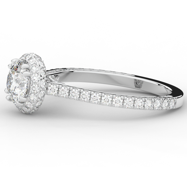 1.90CT.TW ROUND LAB DIAMOND HALO ENGAGEMENT RING - Nazarelle
