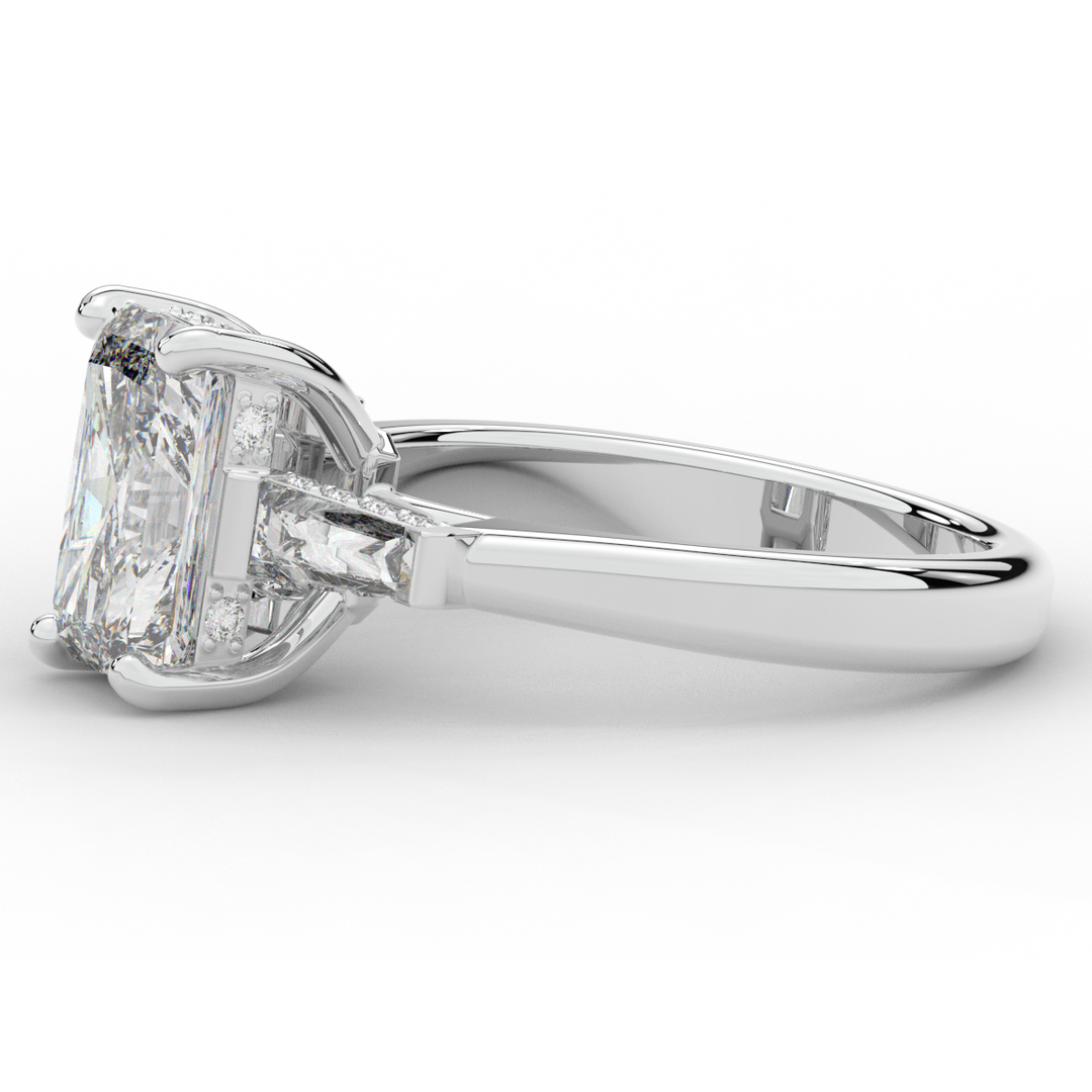 3.45CT.TW RADIANT LAB DIAMOND 3 STONE ENGAGEMENT RING - Nazarelle