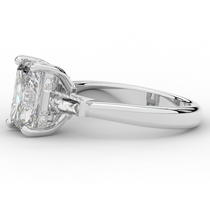 3.45CT.TW RADIANT LAB DIAMOND 3 STONE ENGAGEMENT RING - Nazarelle